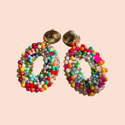 Coloured Beadies Hoops