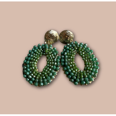 Green Beadies Hoops