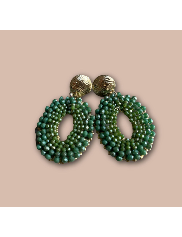 Green Beadies Hoops